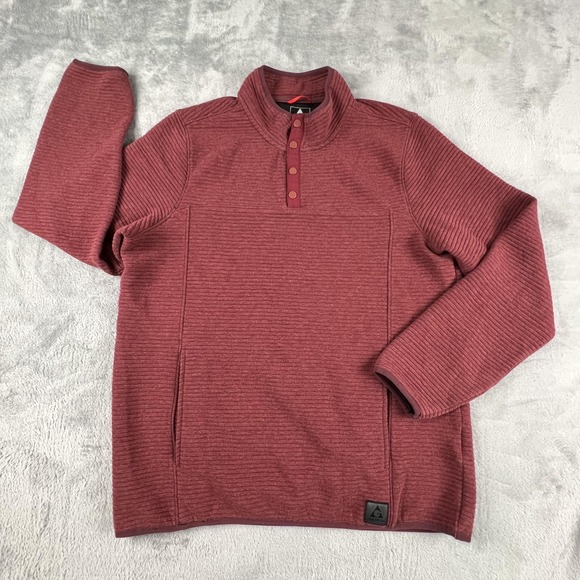 Gerry Weber Other - Gerry Sweatshirt Mens XL Red Snap Henley Mock Neck Lined Pockets Pullover Fleece